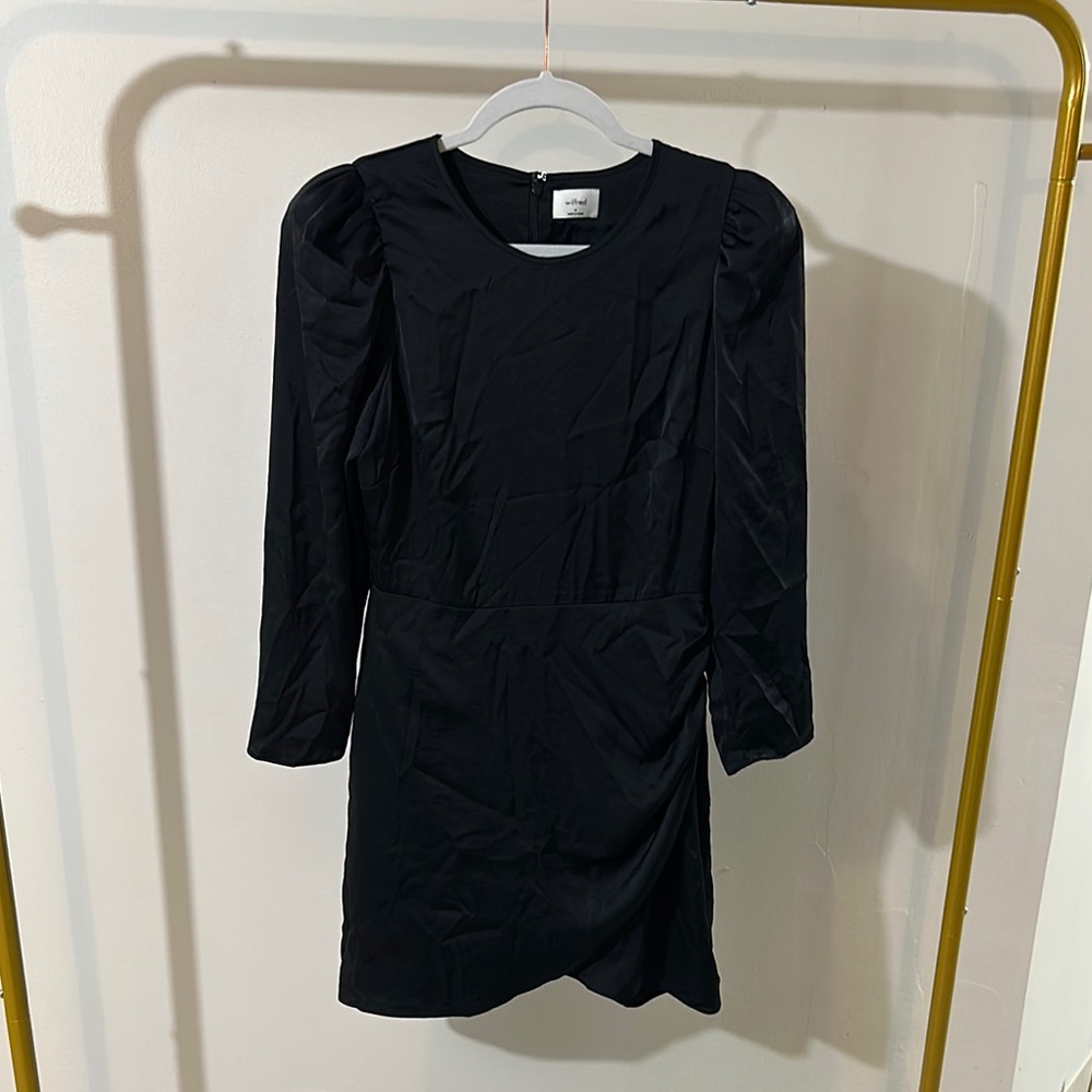 Wilfred Puff Long Sleeve Mini Black Dress
